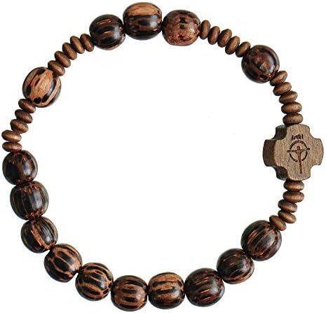 Wood Striped 8mm Rosary Bracelet