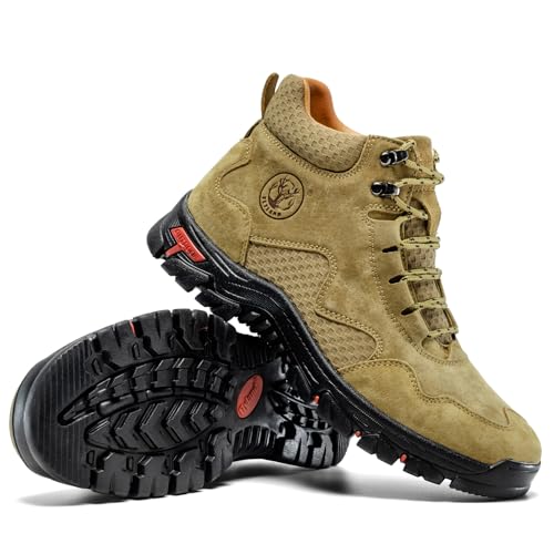 Image of FLYLAND Men's Chukka Boots Casual Leather Shoes Ankle Shoes Non Slip Breathable Comfortable Mid Top for Outdoor Driving Walking