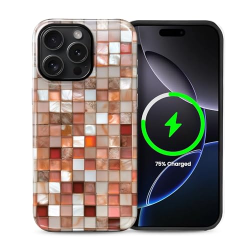 Coque iPhone 15 Pro Max MagSafe double couche en silicone mosaïque
