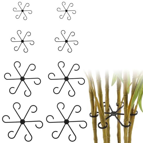 Pflanzenstütze Pflanzen Stütze Klein Pflanzenstützen Set 8 Stück Staudenhalter Pflanzstütze Blumenhalter Garten Stützring In 4 Größen für Zimmerpflanzen, Blumen, Rosen, Tomaten(Schwarz)