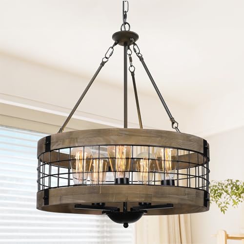 LamQee-19-Inch-Farmhouse-Dining-Room-Light-Fixture-5-Lights-Modern-Farmhouse-Chandelier-with-Wood-and-Black-Metal-Shade-Rustic-Chandeliers-Hanging-Pendant-Lighting-for-Kitchen-Island-Entryway-Foyer LamQee 19 Inch Farmhouse Dining Room Light Fixture 5 Lights Modern Farmhouse Chandelier with Wood and Black Metal Shade Rustic Chandeliers Hanging Pendant Lighting for Kitchen Island Entryway Foyer