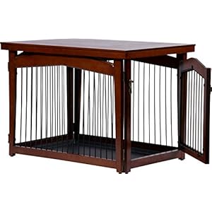 dobar® 35246 Design Hundekäfig und Absperrung Gr. M – Hundebox mit Tischoberfläche – Hundehütte für den Innenbereich…