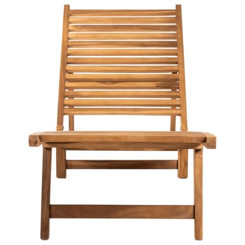 Mokuyard - Tumbona de madera maciza de teca, silla de jardín para jardín, playa, piscina, patio, color marrón