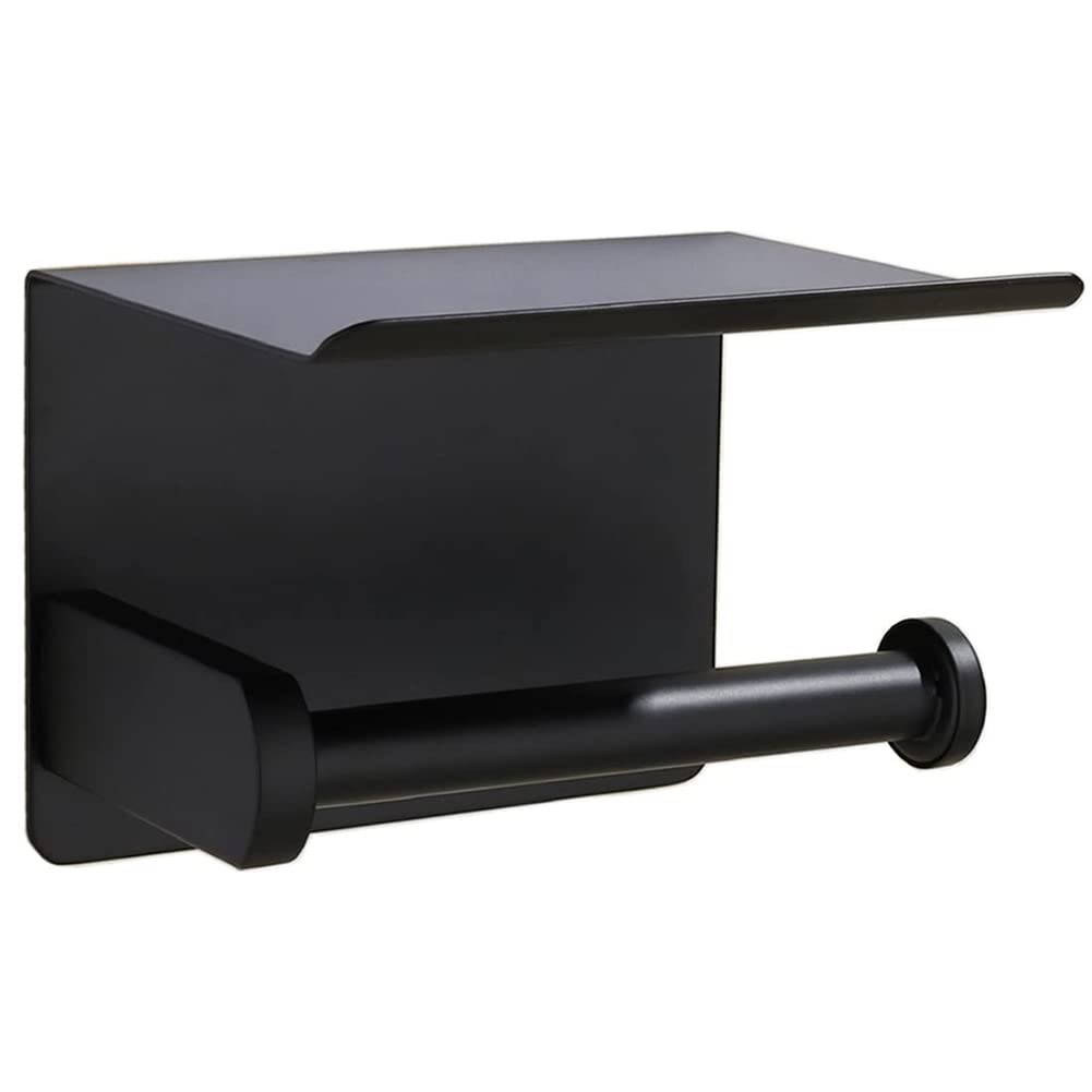Danhol ® Porta Carta Igienica Adesivo | Portarotolo Carta Igienica Adesivo (Senza Foratura) | Accessori Bagno 2 in 1: Porta Asciugamani Bidet e Porta Rotolo Carta Igienica da Parete | Nero Opaco