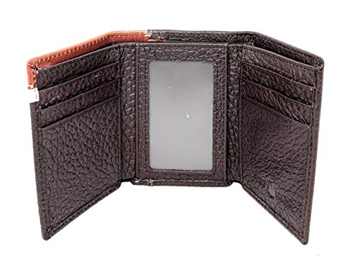 Western Tooled Genuine Leather Longhorn Men's Short Trifold Wallet in 2 Color (Coffee)3