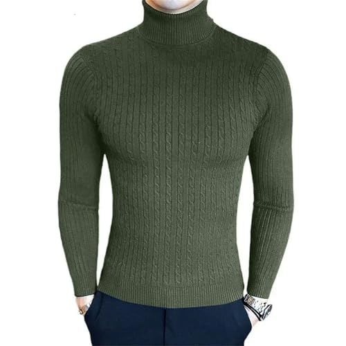 Men's Slim Fit Turtleneck Sweater Winter Warm Twisted Knit Pullover Solid Color Streetwear2