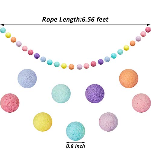 Willbond Wool Felt Ball Garland Colorful Pom Pom Garland 6.5 Feet Long 24 Ball Garland For Mardi Gras Easter Halloween Thanksgiving Christmas Wall (Multiple Colors,2 Pieces) #TOP1