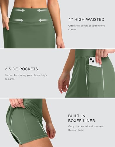 Image of G Gradual Women's 16 inch Swim Skirt with Pockets High Waisted Tummy Control Modest Swimsuit Bathing Suit Bottoms for Women