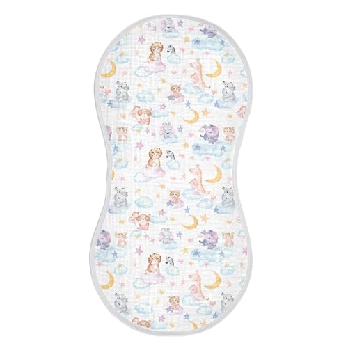 xigua Watercolor Elephants Muslin Baby Burp Cloths Set of 4, Super Soft & Absorbent Burping Rags, Cotton Burp Clothes Shower Gift for Newborn, Baby Girls and Boys