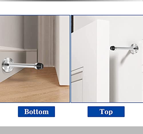 Kolako Door Stops, Long Door Stoppers, Wall Protector 5 Inch Modern Heavy Duty Brushed Stainless Solid Door Holders With Rubber Tip Bumper, Extra Long Doorstops With Screws, Silver (6 Pack) #TOP6