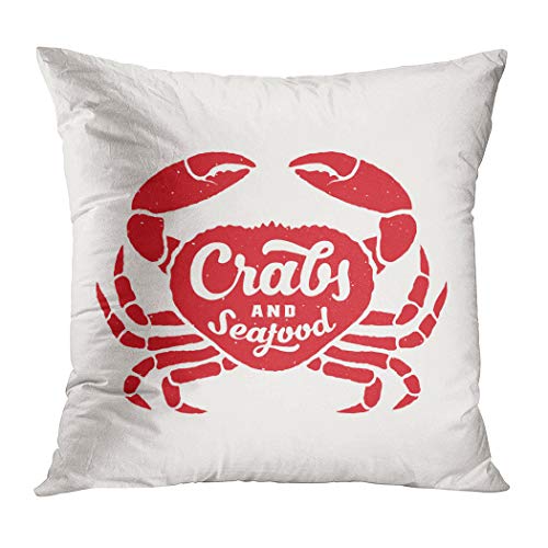Wesbin Throw Pillow Cover Crabs Seafood Abstract Sign Emblem New Living Hidden Zipper