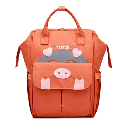 HOSD Mummy Bag Paquete materno Infantil Femenino Light Cartoon Pig Fashion