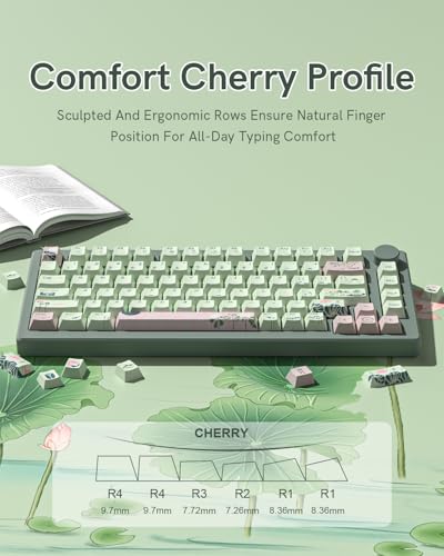 Image of Summer Lotus PBT Keycaps, 135 Keys Key caps, Cherry Profile, Dye Sublimation, Custom Keyboard Keycaps for Mechanical Keyboard, Compatible with ANSI, 60%, 65%, 75%, TKL, Full-Sized Layout