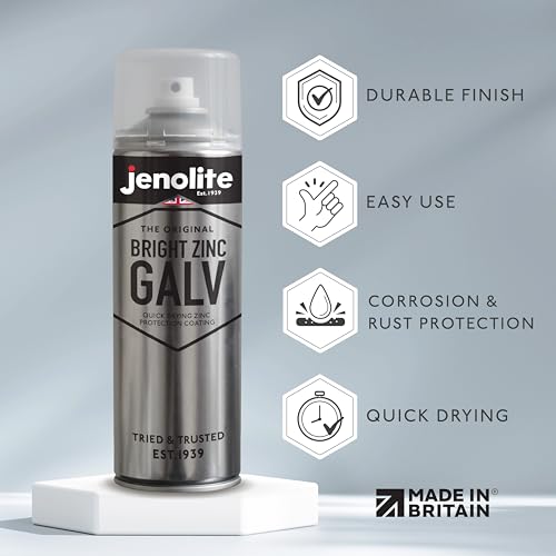 Zinkfarbe Jenolite Bright Zinc Galv Silver Sprühfarbe 500 ml für Metalloberflächen