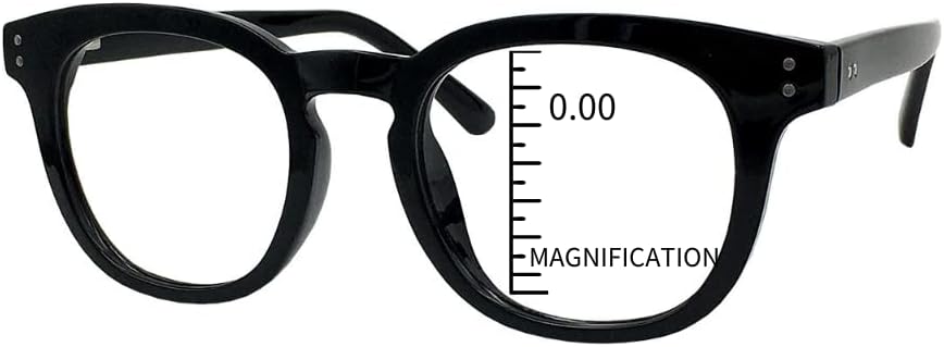 ProEyes Dylan, Progressive Reading Glasses, Zero Magnification on Top Lens, Spring Hinge (Black, 2.50 x)