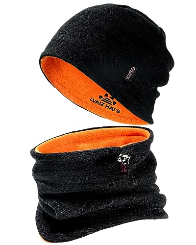 Lvaiz Hats - Winter Beanie Hat Scarf for Men Women Knit Thick Fleece Lined Warm Windproof Ski Skull Cap Neck Warmer Gaiter Face Scarf Set