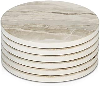 LIFVER Coasters for Drinks, Absorbent Drink Coasters Set 6 Pcs, Absorbent Coasters Set with Cork Base for Coffee Table, Home Decor, Housewarming Gift for Women, Marble Style