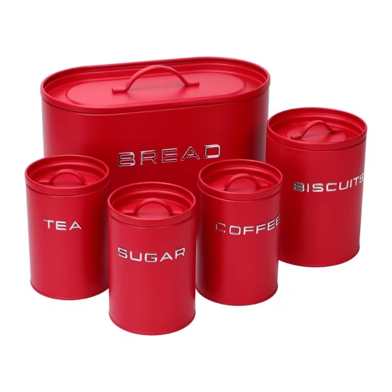 Storage Jars Red Tea Coffee Sugar Canisters Argos Coffee Storage