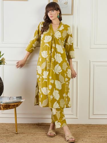 Image of INDO ERA Women Pure Cotton Kurta Palazzo Set | Printed Kurta with Palazzo Pants | Summer Friendly, Office Wear Co-Ord Set | Cord Set For Women Cotton