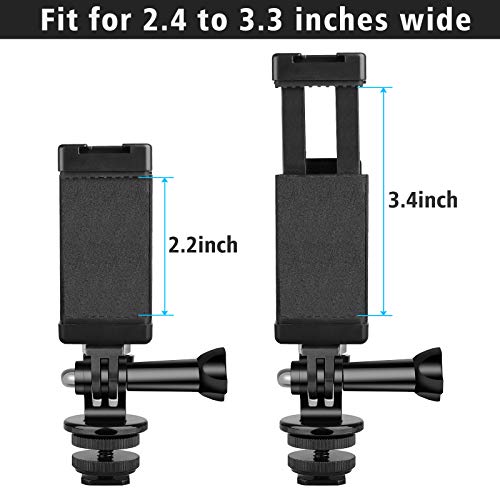 Anwenk Phone Holder Hot Shoe Mount Adapter With Cold Shoe Mount For Microphone/Flash Light Compatible With Gopro Hero Dji Osmo Action Camera Smartphone, Attach On Dslr Camera/Ring Light/Tripod #TOP1