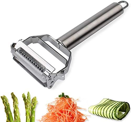 AnGeer Julienne Peeler, Stainless Steel Vegetable Peeler, Double-Sided Blade Vegetable Julienne Cutter and Fruit Slicer, Dual Blade Multifunction Potato Peeler