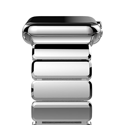 Oittm Watch Band for Apple Watch Series 4, 44mm/42mm Stainless Steel Replacement Strap Link Bracelet Metal iWatch Band with Double Button Folding Clasp for Apple Watch 4/3/2/1 44mm/42m (Bright Sliver)