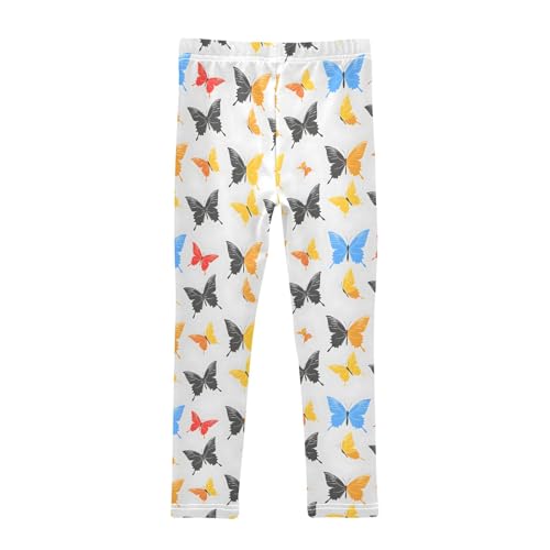 senya Girls Printed Leggings Yoga Pants Butterflies On Gray Pattern for Kids in 4t to 10 Years, 4T2