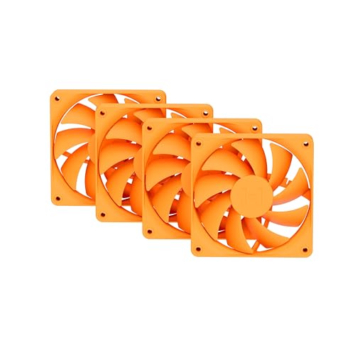 Image of Hyte Flow FA12 120mm PC Case Fans 4-Pack, High Performance, Low Noise, 1500 RPM, 4-Pin PWM, Fluid Dynamic Bearing - Astral Orange (Orange)