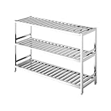 3-stöckige, verstellbare Edelstahl-Aufbewahrungsregale – Schwerlastregal für Küche, Speisekammer, Waschküche – Ausstellungsregal (150,1 x 59,9 x 119,9 cm)