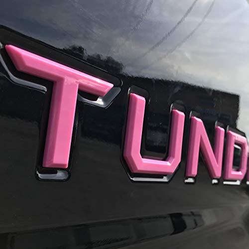 Ichthus Graphics Tailgate Letter Inserts Compatible With Toyota Tundra 2014-2021 Accessories, 3M Adhesive, ABS Plastic Emblems, fits 2014-2020, Not Vinyl, Domed or Metal (Pink)
