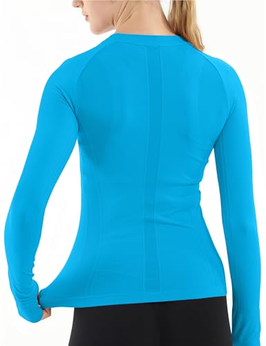 Image of MathCat Seamless Workout Shirts for Women Long Sleeve Yoga Tops Sports Running Shirt Breathable Athletic Top Slim Fit XS-XL