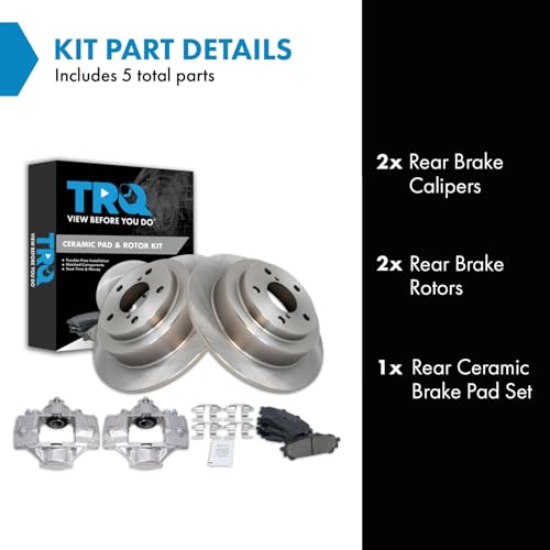 Image of TRQ Rear Brake Pad and Rotor Set Ceramic Rotors Calipers | For 2006-2007 Subaru Impreza