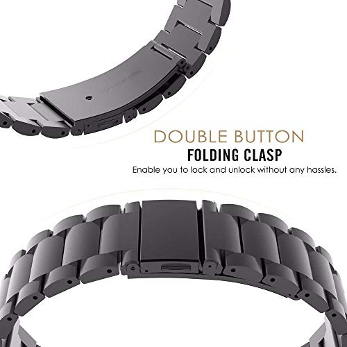 Fitturn Compatible With Michael Kors Access Gen 5 Bradshaw/Bradshaw 2 Bands Metal Bracelet Replacement Solid Stainless Steel Watch Band Strap Wristbands For Mk Access Gen 5 Bradshaw (Black) #TOP3