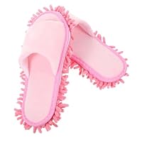 BESTYASH Pantofole per Pulizia Pavimenti con Suola in Chenille Antiscivolo Ciabatte Casa Aperte con Punta e Pratiche per Donna e Media Rosa