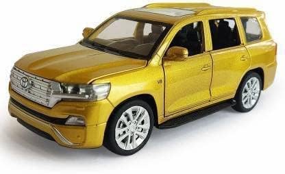 Image of Alloy Metal Pull Back Die-Cast Car 1:32 Land Cruiser Toy Car Diecast Metal Pullback Toy Car With Openable 4 Doors, Light Music Boys Gifts Toys (Gold)