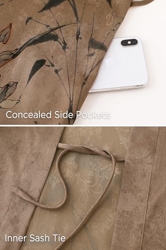 Image of PRODESIGN Kimono Robe for Women - Long Satin Sleepwear Silky Kimono Cover-Up Nightgown Japanese Bathrobe Loungewear Blouse