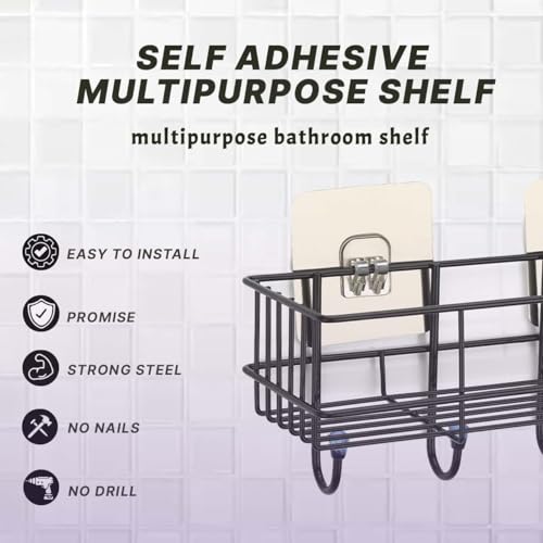 Image of BENAVJI Drill Free Corner Shelf for Bathroom Wall Bathroom Organizer Without Drill Kitchen Rack Pack of 2