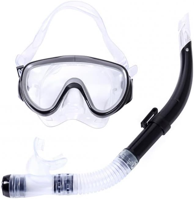 Professional Diving Mask Snorkels Set Waterproof Goggles Glasses Easy Breath Tube Set Diving Equipment Black one Size