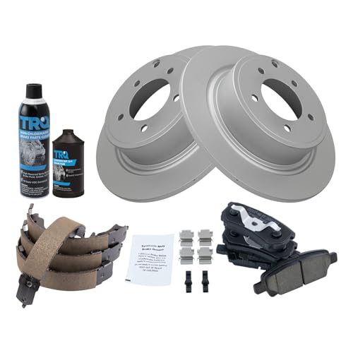 Image of TRQ Rear Brake Pad & Rotor Kit Compatible with 2017 Jeep Patriot Compass 2013 Chrysler 200