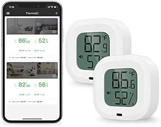 Brifit Wireless Thermometer Hygrometer, Bluetooth 5.0 Humidity Temperature Sensor with Data Export for iOS Android, Alarm Function, Portable for House, Guitar Case, Greenhouse, Christmas (2 Pack)