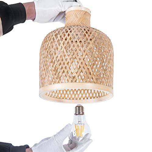 Ahaloye Coastal Bamboo Wicker Dome Pendant Lighting Fixture - Image 3