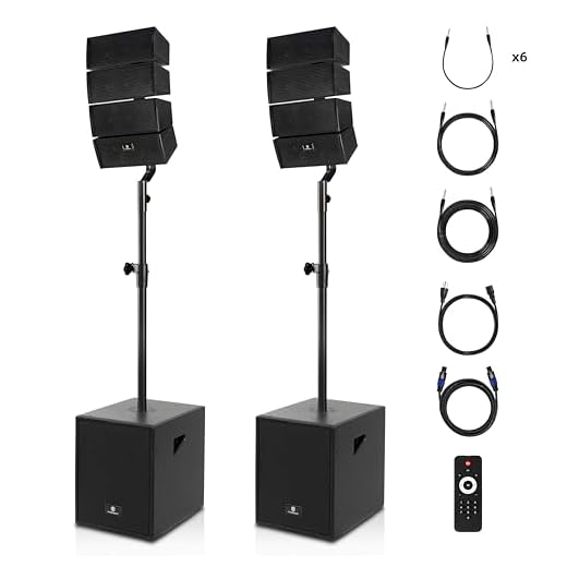 PRORECK Club 3000 12-Inch 4000w DJ Powered PA Speaker System Combo Set with Bluetooth USB Drive Read Function SD Card Remote Control,Two subwoofers and 8 line Array Speakers Set for Church, DJ, Live