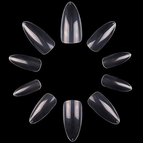 Makartt Stiletto Nail Tips, 500Pcs Almond Full Cover False Nails Clear Press on Nails Acrylic Nail Tips Gel Nail Tips Soak Off Nail Tips Clear Tips for Acrylic Nails with Bag, 10 Sizes