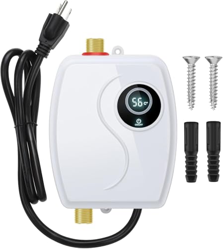 110V Tankless Water Heater Electric, 3000W Instant Water Heater Under Sink with Digital Display On Demand for Mini RV, Kitchen, Bathroom