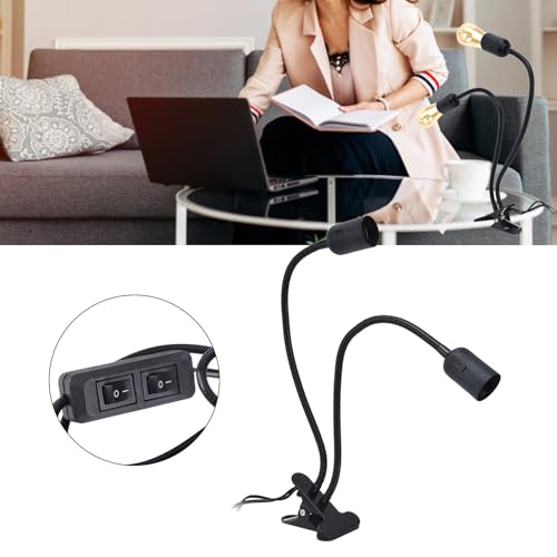 Portalámparas con clip ajustable E27 de mesa Marhynchus 100‑240V de dos cabezas para flexo de mesa 4