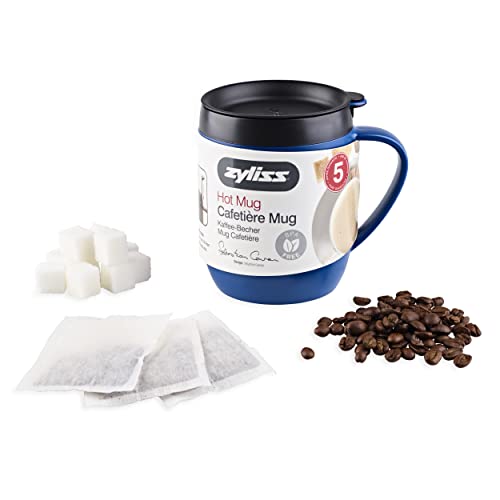 Zyliss E990003 Hot Mug Kaffeebecher, Plastik/Silikon, Blau, Thermobecher, Isoliert Reise Kaffeebecher, Filter Für Gemahlenen Kaffee… – Ansicht 4