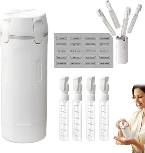 YFCJYBF 4 in 1 Reisepack Silikon Flüssigkeitsbehälter Set, Wiederverwendbare und nachfüllbare Travel Dispenser Flaschen für Shampoo, Lotion und Duschgel in Reisegröße