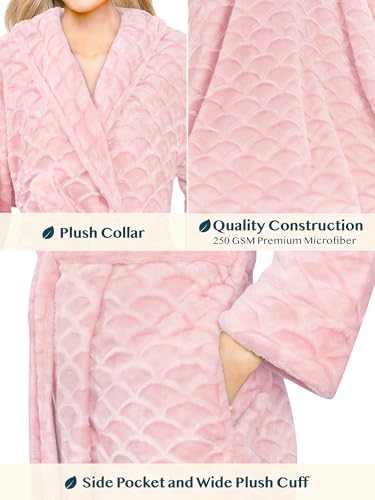 PAVILIA Womens Robes Lightweight, Knee Length Plush Fluffy Shower Bathrobe, Soft Fuzzy Cozy with Pockets4