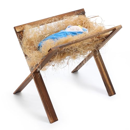 Weihnachtskrippe Groß Draußen 26 Beeveer Jumbo-Krippe Jesus in Holz, religiöse Weihnachtsdekoration,...