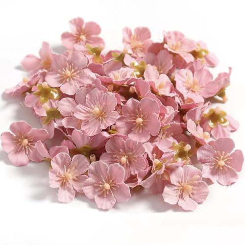 Whakano Lot de 50 fleurs de cerisier artificielles décoratives de 2,5 cm de diamètre, mini fleurs artificielles en soie, multicolores, pour bricolage,...